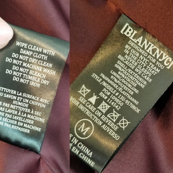 Blank NYC Burgundy Vegan Leather Moto Faux Learher Zip-up Jacket NWT - Picture 14 of 16